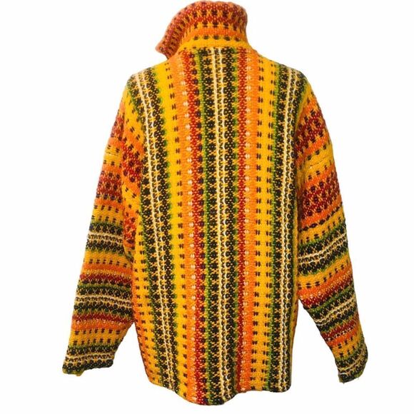 Vintage Ecuador Cardigan 100% Wool Button Up Sweater Jacket Size L Handmade Y2K - Picture 2 of 15